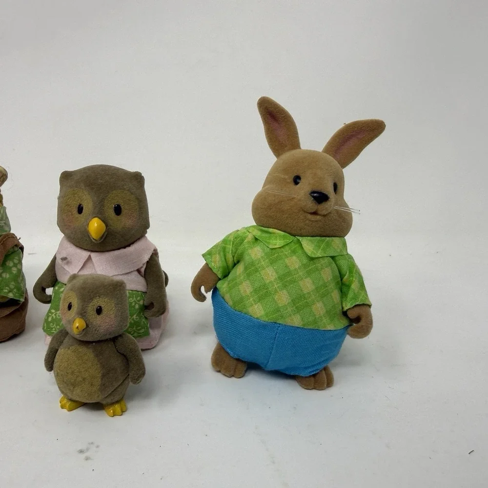 Lil Woodzeez Family Dolls Animal Figures - Bear Owl Bunny Hedgehog Lot Of 7